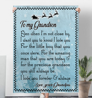 To My Grandson Grandpa Love You Forever Always Christmas Gift Fleece Sherpa Mink Blanket