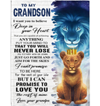Personalized Custom Name To My Grandson Grandpa Love You Lion Gift Ideas King Blanket