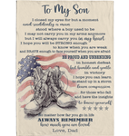 Personalized Custom Name To My Son US Military Army Marine Son Be Strong Brave Unbending Gift Ideas From Dad Blanket