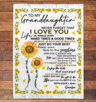 To My Granddaughter Sunflower You Are My Sunshine I Love You Blankets Gift From Grandpa White Plush Fleece Blanket A