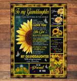 To My Granddaughter I Love You So Kind Caring Proud Sunflower Gift From Grandma Fleece Sherpa Mink Blanket