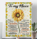 To My Niece You Are My Sunshine I Love You Believe In Yourself Sunflower Gift From Aunt Fleece Sherpa Mink Blanket