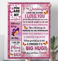 To My Granddaughter I Love You Wrap Yourself Up Consider It Big Hug Butterfly Roses Gift From Grandpa Fleece Sherpa Mink Blanket