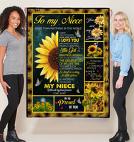 To My Niece I Love You So Kind Caring Proud Sunflower Gift From Aunt Fleece Sherpa Mink Blanket