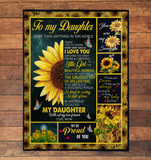 To My Daughter I Love You So Kind Caring Proud Sunflower Gift From Mom Fleece Sherpa Mink Blanket