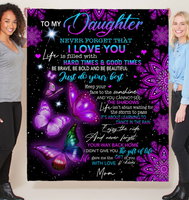 To My Daughter I Love You Be Brave Bold Beautiful Butterfly Mandala Gift From Mom Fleece Sherpa Mink Blanket