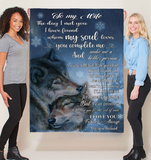 Personalized Custom Name To My Wife I Love You Forever Always Wolf Christmas Gift Ideas From Husband Blanket