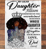Personalized Custom Name To My Daughter Straighten Your Crown Warrior I Love You Gift Ideas From Dad Blanket
