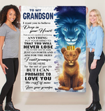 Personalized Custom Name To My Grandson Grandpa Love You Lion Gift Ideas King Blanket