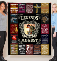 Legends Are Born In August Warrior Girl Birthday Gift Black Fleece Blanket A