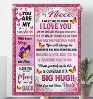 To My Niece I Love You Wrap Yourself Up Consider It Big Hug Butterfly Roses Gift From Uncle Fleece Sherpa Mink Blanket