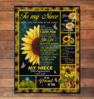 To My Niece I Love You So Kind Caring Proud Sunflower Gift From Aunt Fleece Sherpa Mink Blanket