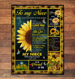 To My Niece I Love You So Kind Caring Proud Sunflower Gift From Aunt Fleece Sherpa Mink Blanket