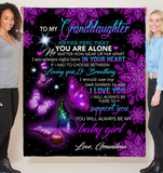 To My Granddaughter Never Feel Alone I Love Support You Butterfly Mandala Gift From Grandma Fleece Sherpa Mink Blanket