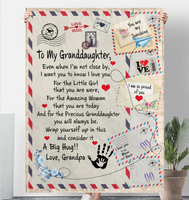 To My Granddaughter Grandpa Love You Wrap Yourself Up A Big Hug Letter Envelope Fleece Sherpa Mink Blanket