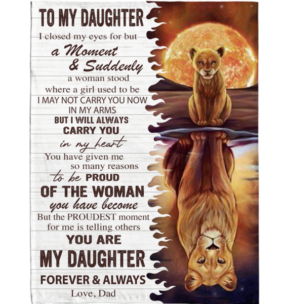 Personalized Custom Name To My Daughter Dad Love You Proud You Lion Gift Ideas Blanket