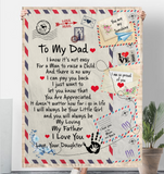 To My Dad Not Easy Man Raise Child You Are Appreciated I Love You Daughter Father's Day Gift Letter Envelope Fleece Sherpa Mink Blanket