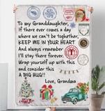 To My Granddaughter Wrap Yourself Up Consider Big Hug Keep Me In Your Heart Christmas Xmas Gift From Grandma Fleece Sherpa Mink Blanket