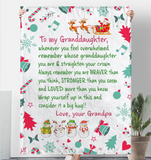 To My Granddaughter Straighten Crown Braver Stronger Wrap yourself Up Big Hug Christmas Xmas Gift From Grandpa Fleece Sherpa Mink Blanket