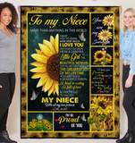 To My Niece I Love You So Kind Caring Proud Sunflower Gift From Aunt Fleece Sherpa Mink Blanket