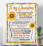 To My Grandma Thank You You Are My Sunshine Sunflower I Love You Mother's Day Gift From Granddaughter Fleece Sherpa Mink Blanket A