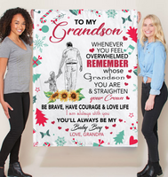 To My Grandson Overwhelmed Straighten Crown Brave Courage Love Life Gift From Grandpa Christmas Xmas Fleece Sherpa Mink Blanket