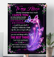 To My Niece I Love You Stay Strong Confident Wrap Yourself Up Big Hug Gift From Aunt Butterfly Fleece Sherpa Mink Blanket
