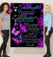 To My Granddaughter I Love You Be Brave Bold Beautiful Butterfly Mandala Gift From Grandma Fleece Sherpa Mink Blanket