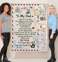 To My Dad Not Easy Man Raise Child You Are Appreciated I Love You Daughter Father's Day Gift Letter Envelope Fleece Sherpa Mink Blanket