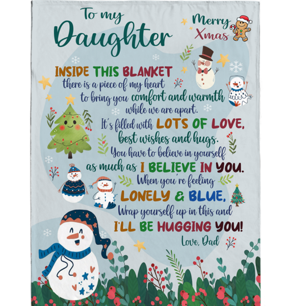 Personalized Custom Name To My Daughter Christmas Gift Ideas Xmas Dad Love You Blanket
