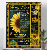 To My Niece I Love You So Kind Caring Proud Sunflower Gift From Aunt Fleece Sherpa Mink Blanket