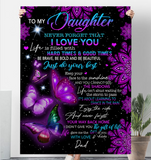 To My Daughter I Love You Be Brave Bold Beautiful Butterfly Mandala Gift From Dad Fleece Sherpa Mink Blanket