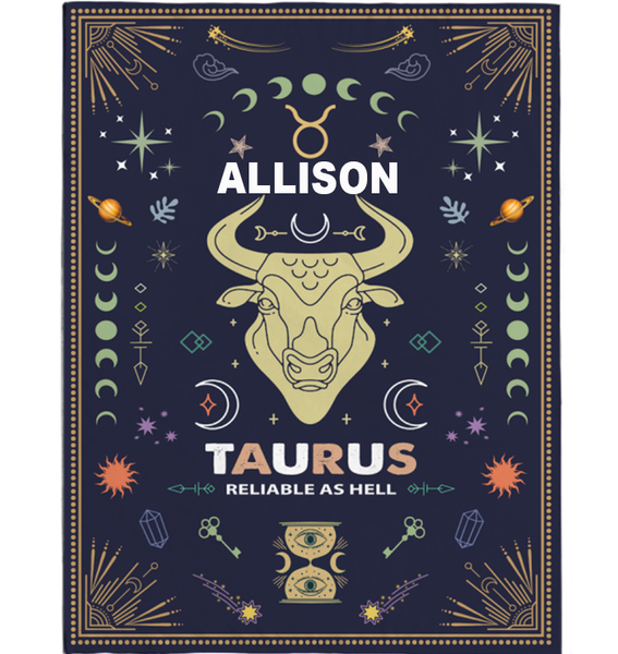 Personalized Custom Name Taurus Zodiac Blanket Gift Ideas for Baby Horoscope Blanket