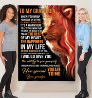 Personalized Custom Name To My Grandson The Beat Happiness Energy Lion Grandpa Gift Ideas Blanket