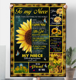 To My Niece I Love You So Kind Caring Proud Sunflower Gift From Aunt Fleece Sherpa Mink Blanket