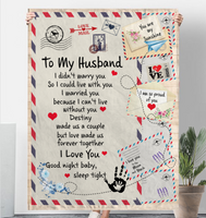 To My Husband I Married You Can't Live Without You Love Good Night Letter Envelope Gift From Wife Fleece Sherpa Mink Blanket