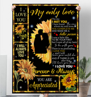 My Only Love Makes Me Better Person I Love You Forever Always Appreciated Sunflower Funny Gift For Husband Wife Boyfriend Girlfriend Black Fleece Blanket