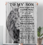 To My Son Never Forger I Love You For Rest Of Mine Believe Dad Gift Lion Fleece Sherpa Mink Blanket