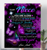 To My Niece Never Feel Alone I Love Support You Butterfly Mandala Gift From Aunt Fleece Sherpa Mink Blanket