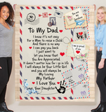 To My Dad Not Easy Man Raise Child You Are Appreciated I Love You Daughter Father's Day Gift Letter Envelope Fleece Sherpa Mink Blanket