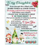 Personalized Custom Name To My Daughter Mom Love You Christmas Xmas Gift Ideas Blanket