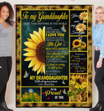 To My Granddaughter I Love You So Kind Caring Proud Sunflower Gift From Grandma Fleece Sherpa Mink Blanket