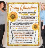 To My Grandma Thank You You Are My Sunshine Sunflower I Love You Mother's Day Gift From Grandson Fleece Sherpa Mink Blanket A