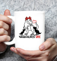 Nanasaurus T Rex Mothers Day Gift For Mom Grandma White Coffee Mug