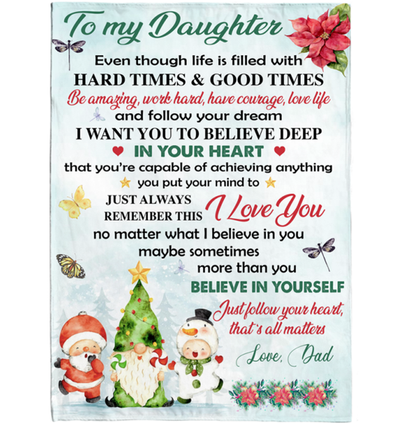Personalized Custom Name To My Daughter Dad Love You Christmas Xmas Gift Ideas Blanket