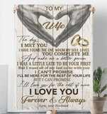 To My Wife You Make Me Better Person I Love You Forever Always Hand Heart Gift From Husband Fleece Sherpa Mink Blanket