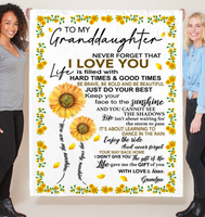 To My Granddaughter Sunflower You Are My Sunshine I Love You Blankets Gift From Grandpa White Plush Fleece Blanket A