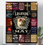 Legends Are Born In May Warrior Girl Birthday Gift Black Fleece Blanket A