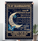 To My Granddaughter Straighten Crown Braver Stronger Loved Wrap Yourself Up Big Hug Butterfly I Love You Gift From Grandma Fleece Sherpa Mink Blanket