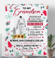 To My Grandson Overwhelmed Straighten Crown Brave Courage Love Life Gift From Grandpa Christmas Xmas Fleece Sherpa Mink Blanket